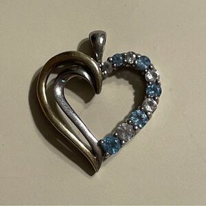 STERLING SILVER 10K YELLOW GOLD SPINEL  HEART PENDANT